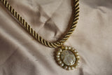 Jesus pearl medallion necklace