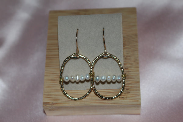 Oval Pearl waterfall earrings